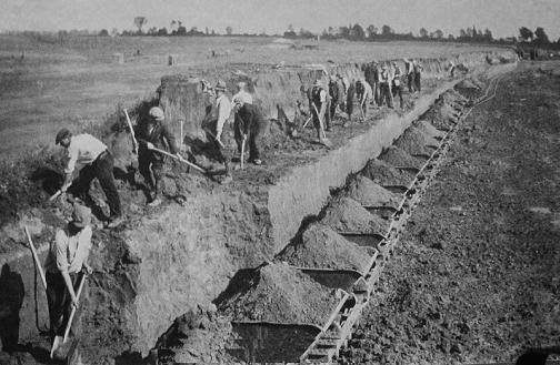 Het graven van het Julianakanaal bij Buchten begi jaren'30